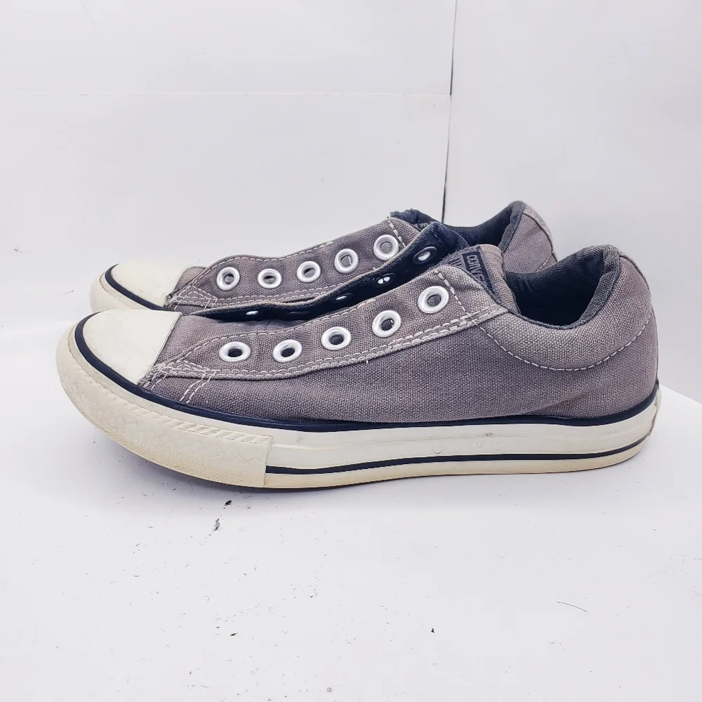 Converse Gray Canvas Low Top Chucks Slip On Shoes Boys Youth Size 2
